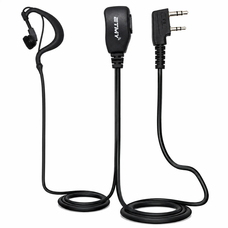 ETMY ET-ER20 Single-Ear Walkie-Talkie Headset | K Connector | 360° Rotating Clip | Compatible with Kenwood TK Series