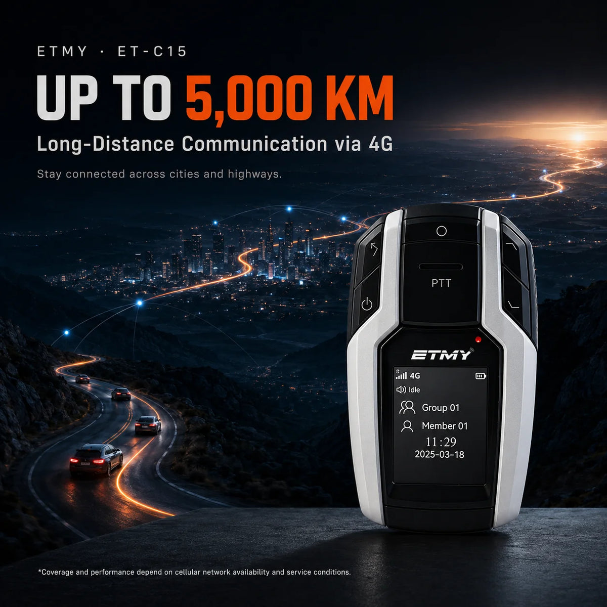 ETMY ET-C15 4G PoC Radio — Fashion Walkie Talkie for Car Meets & Mountain Runs