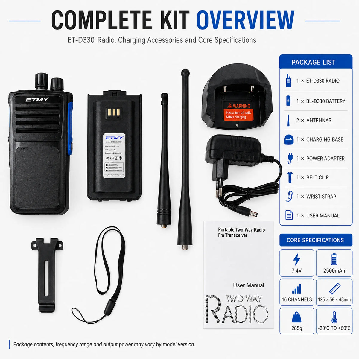 ETMY ET-D330 IP67 Waterproof Digital Walkie-Talkie — 10W AES256 DMR Two-Way Radio