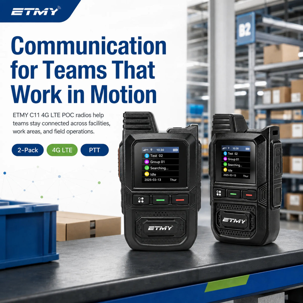 ETMY ET-C11 4G PoC Network Radio – Dual-SIM Walkie Talkie With Type-C Port LED Display