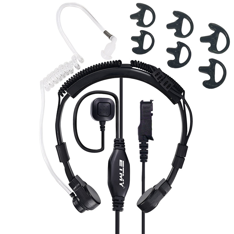 ETMY ET-ER402 Throat Mic Headset | Compatible with Motorola XIR P6600 XPR3300e E8600 | Hotel Outdoor Tactical