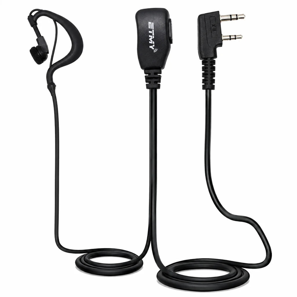 ETMY ET-ER20 Single-Ear Walkie-Talkie Headset | K Connector | 360° Rotating Clip | Compatible with Kenwood TK Series