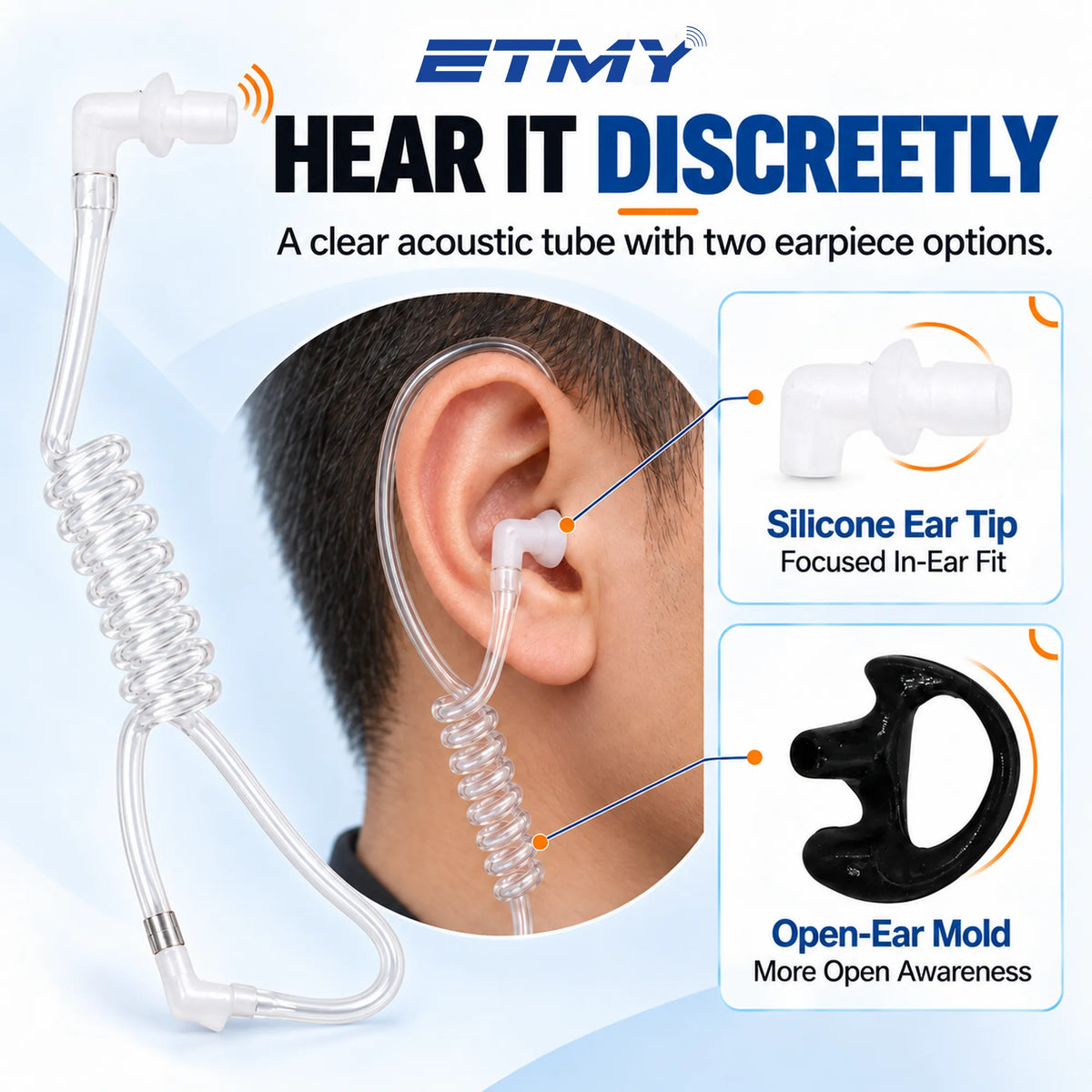 ETMY ET-ER400 Throat Control Air Duct Walkie Talkie Earpiece