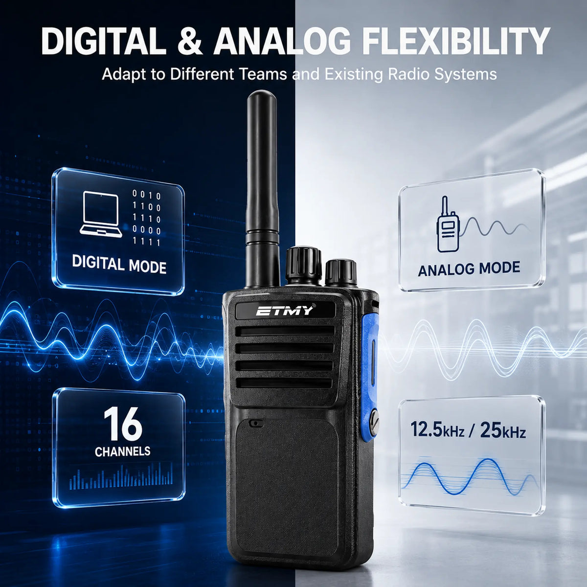 ETMY ET-D330 IP67 Waterproof Digital Walkie-Talkie — 10W AES256 DMR Two-Way Radio
