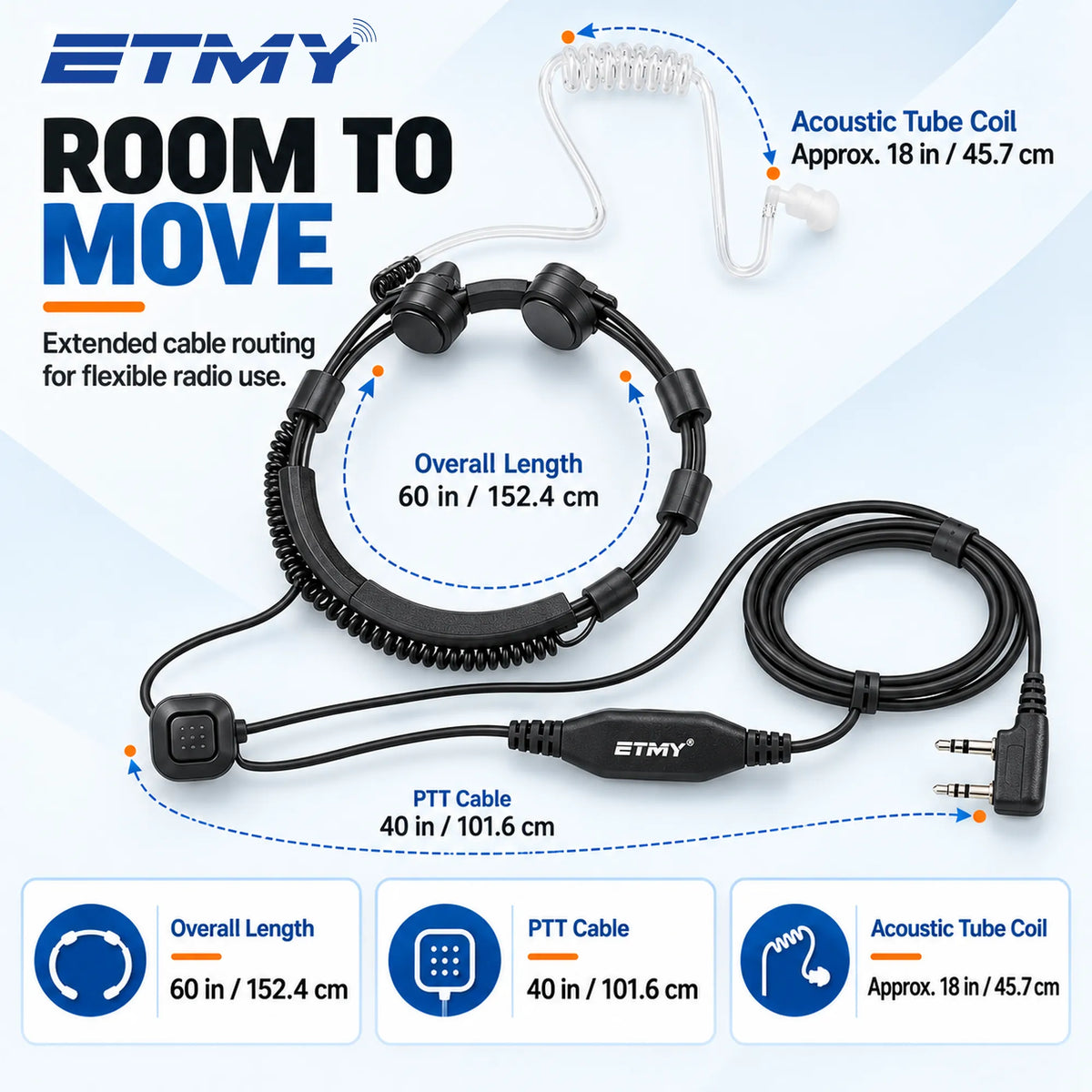 ETMY ET-ER400 Throat Control Air Duct Walkie Talkie Earpiece