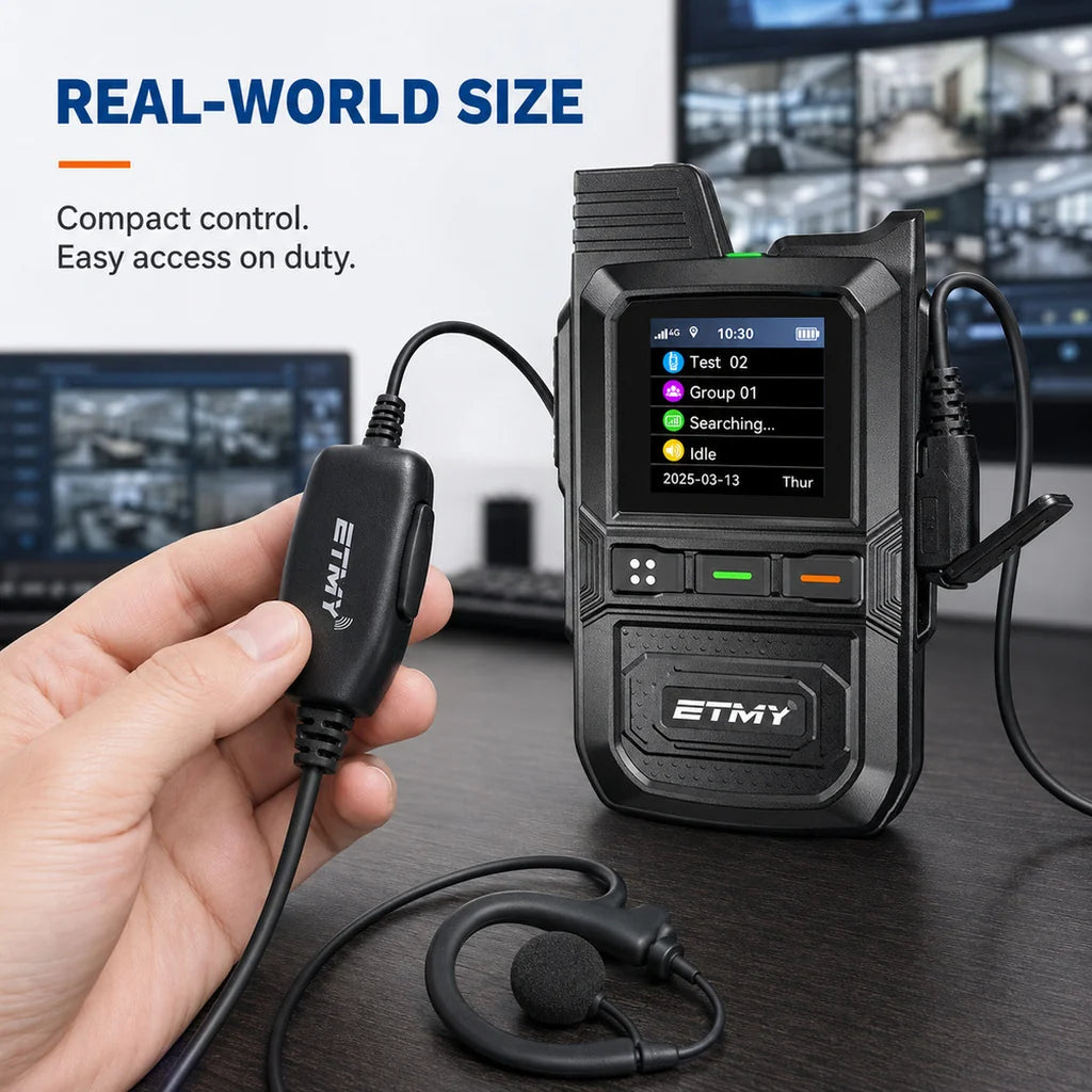 ETMY ET-ER20 Single-Ear Walkie-Talkie Headset | K Connector | 360° Rotating Clip | Compatible with Kenwood TK Series