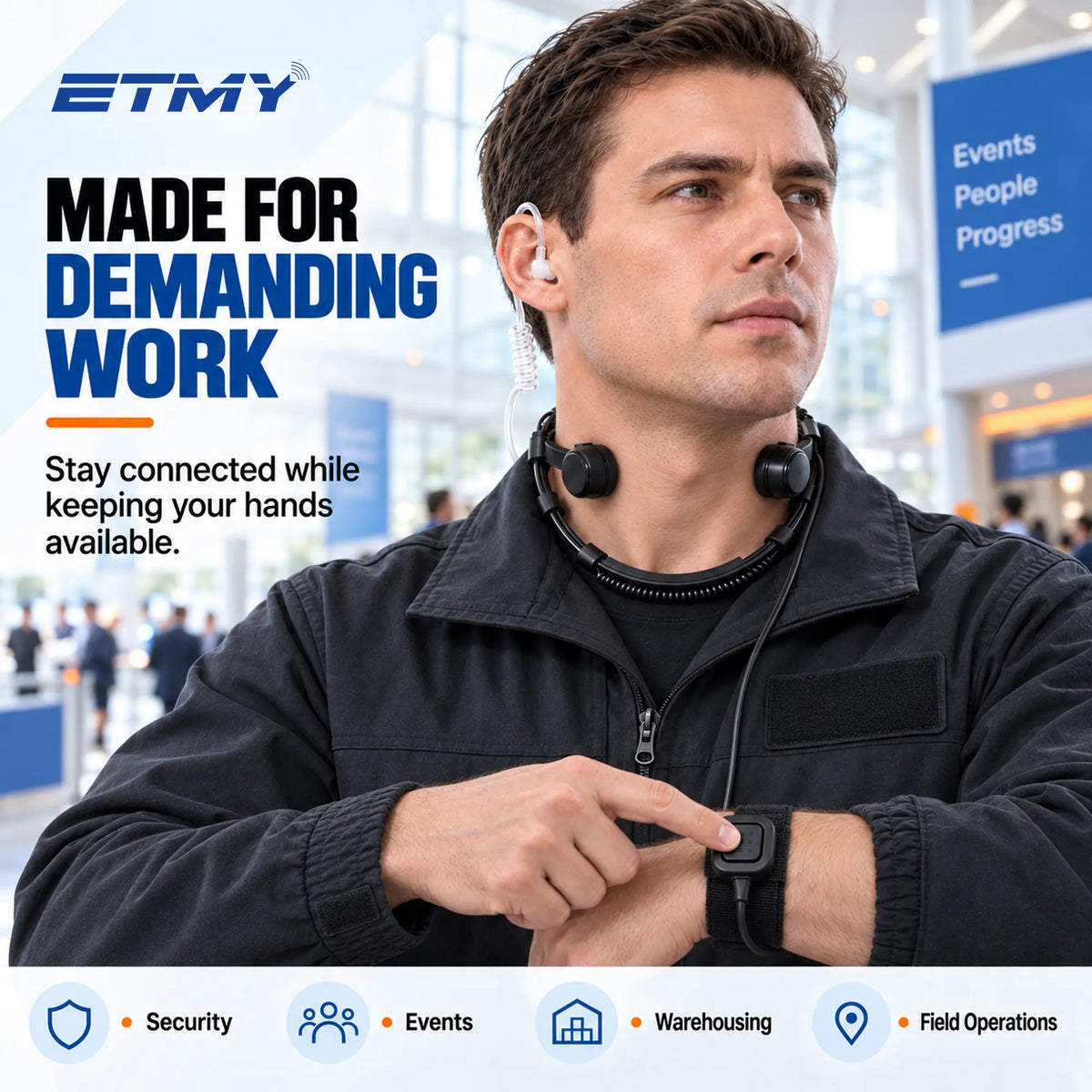 ETMY ET-ER400 Throat Control Air Duct Walkie Talkie Earpiece