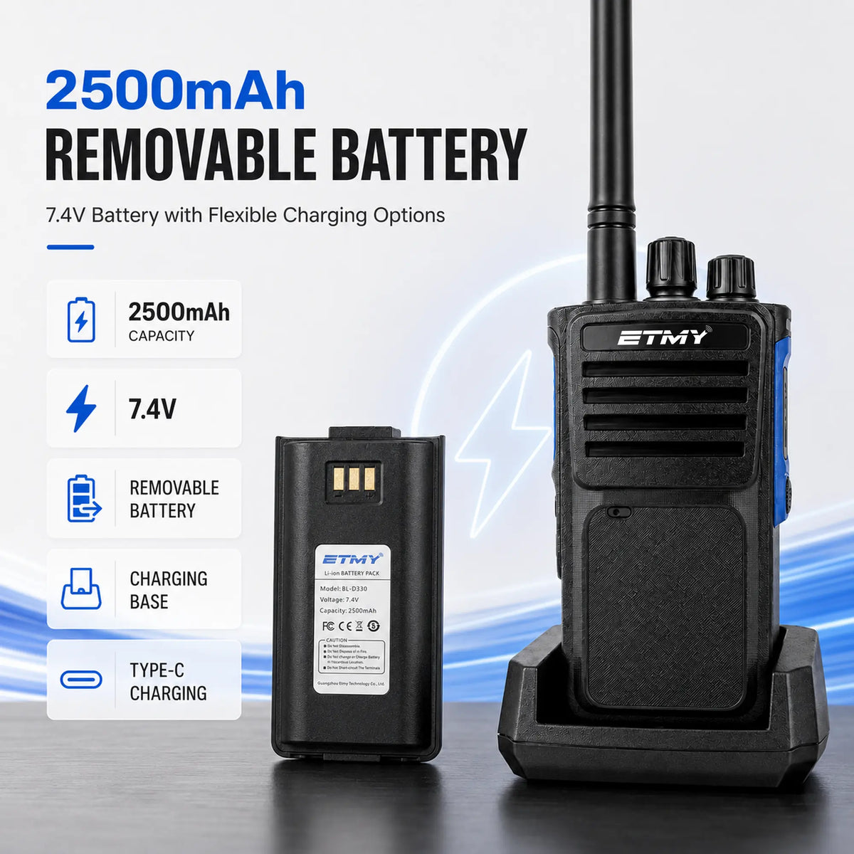 ETMY ET-D330 IP67 Waterproof Digital Walkie-Talkie — 10W AES256 DMR Two-Way Radio