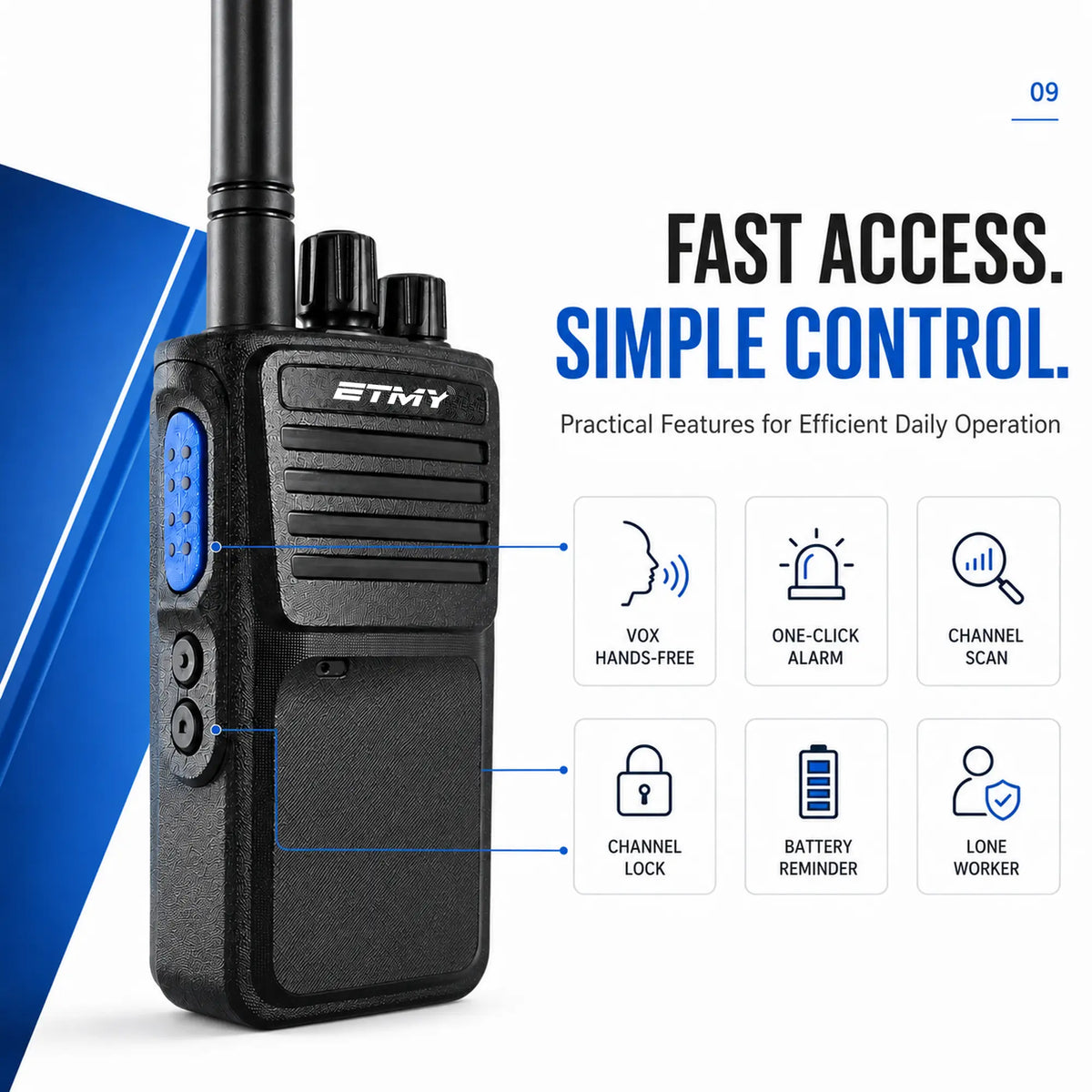 ETMY ET-D330 IP67 Waterproof Digital Walkie-Talkie — 10W AES256 DMR Two-Way Radio