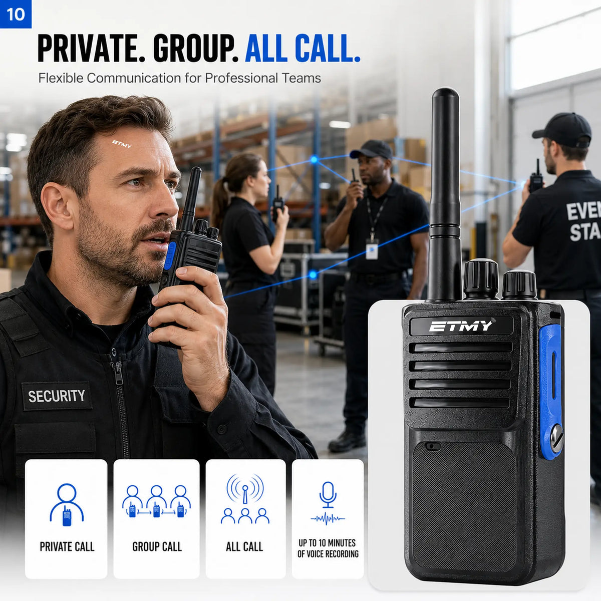 ETMY ET-D330 IP67 Waterproof Digital Walkie-Talkie — 10W AES256 DMR Two-Way Radio
