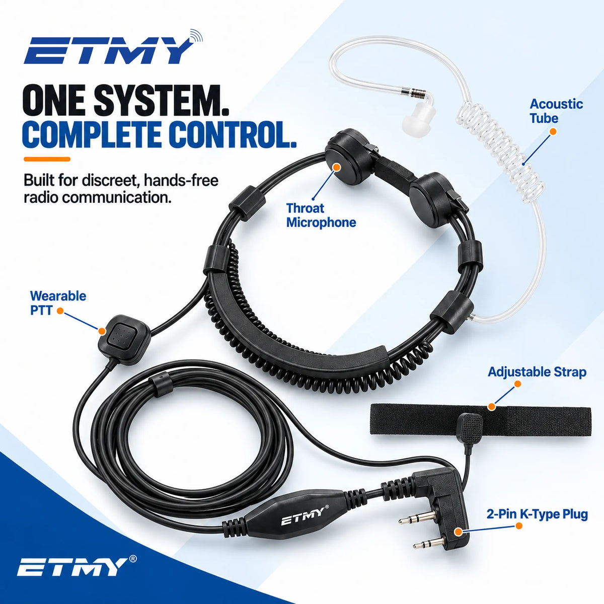 ETMY ET-ER400 Throat Control Air Duct Walkie Talkie Earpiece