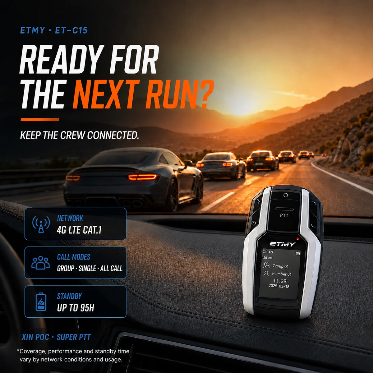 ETMY ET-C15 4G PoC Radio — Fashion Walkie Talkie for Car Meets & Mountain Runs