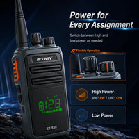 ETMY ET-538 Professional Waterproof Walkie-Talkie VHF 136–174 MHz / UHF 300–400 MHz / 400–520 MHz