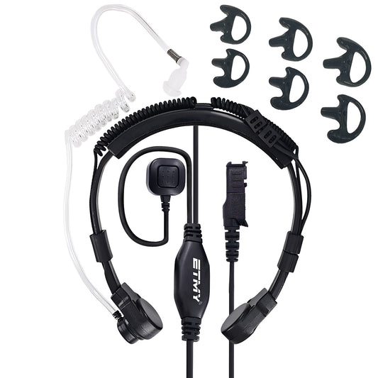 ETMY ET-ER402 Throat Mic Headset | Compatible with Motorola XIR P6600 XPR3300e E8600 | Hotel  Outdoor Tactical